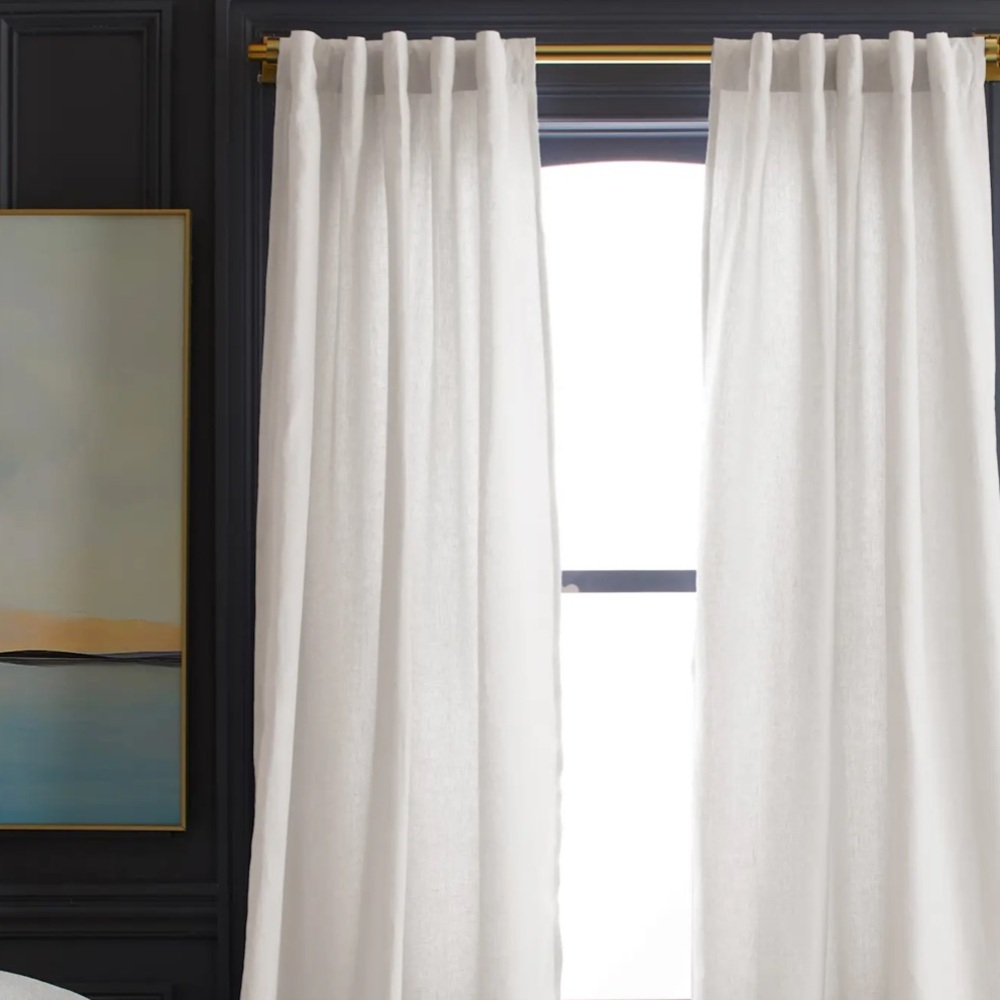 QUINCE European Linen Light Filtering Curtain Cream Single Panel